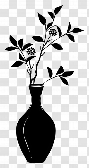 Vase Silhouette - Silhouette Of Vase With Flowers Transparent PNG