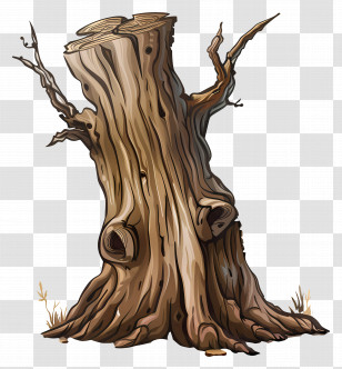 Tree Trunk - Illustration Of A Tree Stump With Branches Transparent PNG