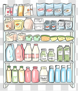Supermarket Shelf - Grocery Shelf With Products Transparent PNG
