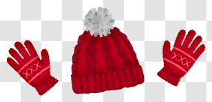 Icon - Red Winter Hat And Gloves Transparent PNG