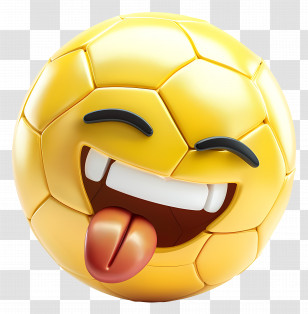 Soccer - Playful Soccer Ball Emoji With Tongue Out Transparent PNG