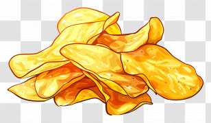 Chips - Crispy Golden Potato Chips Pile Transparent PNG