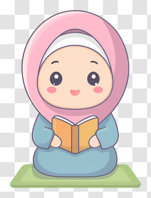 Muslim Girl Reading Quran - Cute Girl Reading A Book Transparent PNG