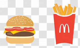 Fast Food - Burger And Fries Illustration Transparent PNG