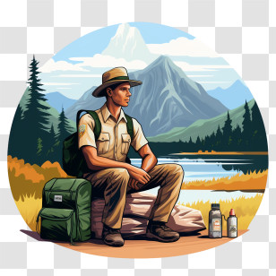 National Park Service Founders Day - Park Ranger Resting In Nature Transparent PNG