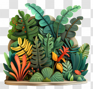 Jungle - Vibrant Tropical Foliage With Rainforest Leaves Transparent PNG