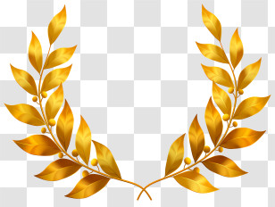 Gold - Illustration Of A Golden Laurel Wreath Transparent PNG