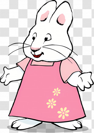 Max Ruby - White Bunny In Pink Dress Transparent PNG