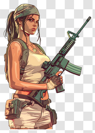 Pubg - Armed Female Cartoon Soldier In Combat Gear Transparent PNG