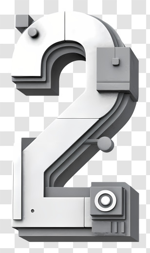 Silver Number 2 - 3D Number Two Design Transparent PNG