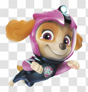 Paw Patrol - Flying Cartoon Dog In Pink Suit Transparent PNG