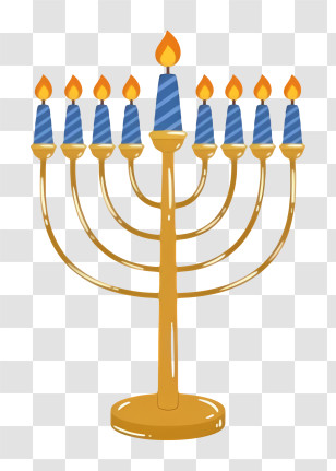 Menorah - Traditional Hanukkah Menorah With Candles Transparent PNG