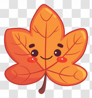 Single Leaf - Cute Smiling Autumn Leaf Cartoon Transparent PNG