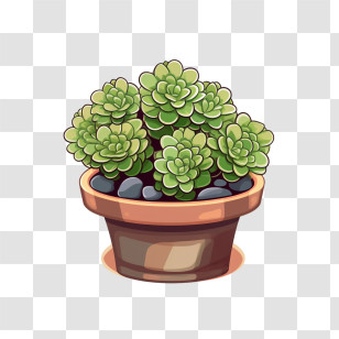 Stonecrop Succulent - Charming Potted Succulent Illustration Transparent PNG