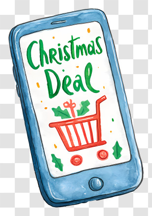 Mobile Phone Showing Christmas Deal - Christmas Deal Smartphone Illustration Transparent PNG