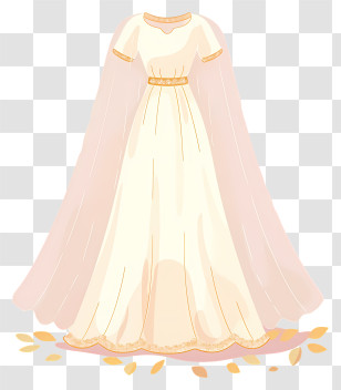 Chiffon Wedding Dress - Elegant White Dress Illustration Transparent PNG