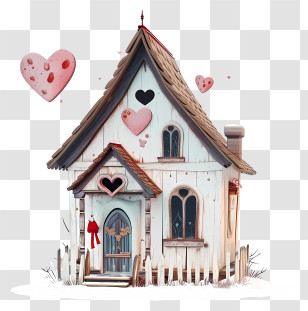 Realistic Valentine House - Cartoon House With Hearts Design Transparent PNG