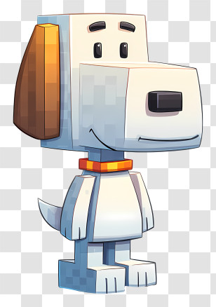 Minecraft Snoopy - Blocky Dog With Collar Transparent PNG