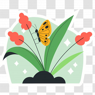 Nature Butterfly - Butterfly On Plant Transparent PNG