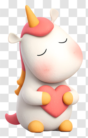 Unicorn Sleeping Holding Heart - Cute Unicorn Holding A Heart Transparent PNG