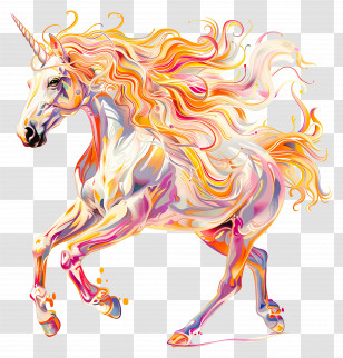 Unicorn - Colorful Unicorn Illustration Transparent PNG