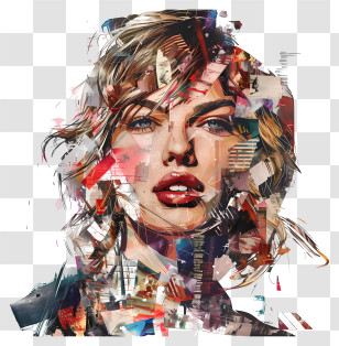 Taylor Swift - Colorful Abstract Portrait Art Transparent PNG