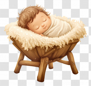 Sleeping Baby - Sleeping Baby In A Manger Transparent PNG