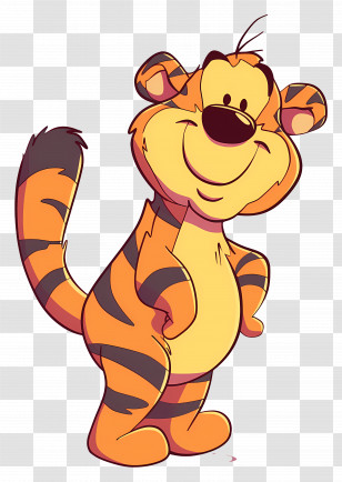Tigger - Energetic Orange Tiger Cartoon Transparent PNG
