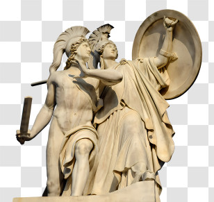 Ancient Greek - Classical Marble Statue Of Two Figures Transparent PNG