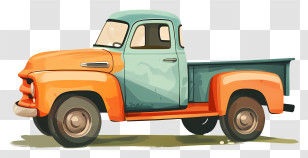 Pickup Truck - Vintage Orange And Blue Pickup Truck Transparent PNG