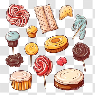National Candy Day - Sweet Desserts And Lollipop Collection Transparent PNG