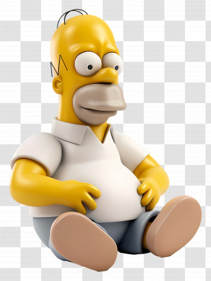 Homer Simpson - Yellow Cartoon Man Sitting Transparent PNG