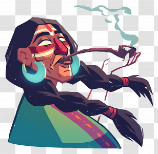 Indian Shaman - Person Relaxing With Smoking Pipe Transparent PNG