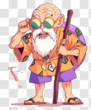 Master Roshi - Quirky Cartoon Character With Glasses Transparent PNG