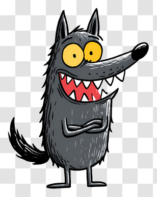 Cartoon Wolf - Cartoon Wolf With Big Teeth Transparent PNG