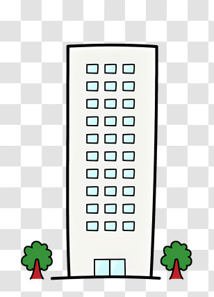 Icon - Tall Building With Trees Transparent PNG