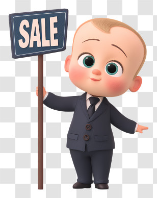 Boss Baby Holding Sale Sign - Cartoon Baby With Sale Sign Transparent PNG