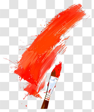 Brush Stroke - Paintbrush With Red Paint Stroke Transparent PNG