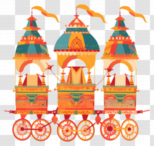 Ratha Yatra - Vibrant Ratha Yatra Chariots Transparent PNG