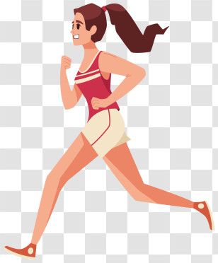 Running - Woman In Red Athletic Wear Running Illustration Transparent PNG
