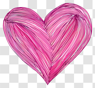 Pink Heart - Pink Heart Sketch Illustration For Love Theme Transparent PNG