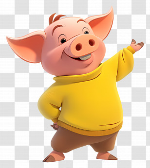 Cute Piglet - Cartoon Piglet In Yellow Sweater Transparent PNG