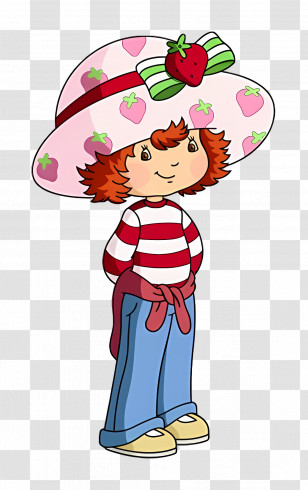 Strawberry Shortcake - Cartoon Character With Strawberry Hat Transparent PNG