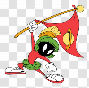Marvin The Martian - Cartoon Character Waving Flag Transparent PNG