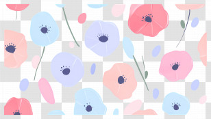 Flower Background - Pastel Poppy Floral Pattern Transparent PNG