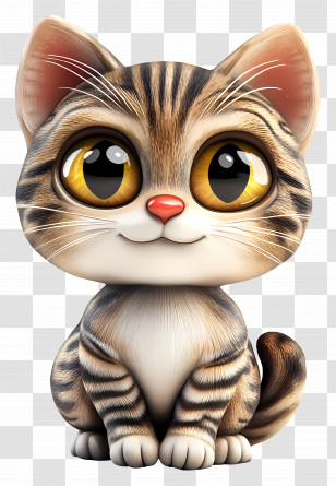 3d Cat - Cute Cartoon Cat Animal Transparent PNG