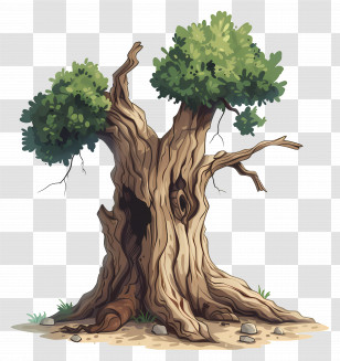 Tree Trunk - Old Gnarled Tree Illustration Transparent PNG