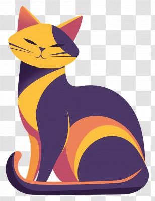Cartoon Cat - Colorful Abstract Cat Illustration Transparent PNG