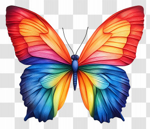 Rainbow Butterfly - Rainbow Butterfly Art Illustration Transparent PNG