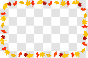 Cartoon - Autumn Frame With Leaves And Umbrellas Transparent PNG